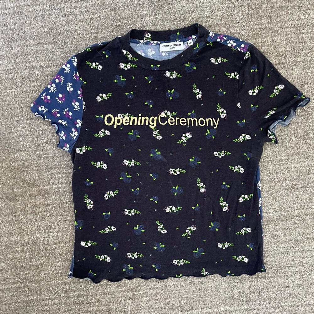 Opening Ceremony Floral Lettuce-Edge Tee Black (Size S) - Picture 5 of 8